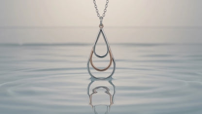 Two-Tone Sterling Silver Triple Drop Pendant with Copper Accents