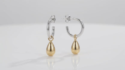 Sterling Silver and Tumbaga Gloss Earrings with Mini Gloss Drops