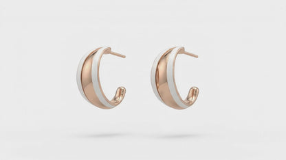 Smooth Sheet Sterling Silver Earrings with Half Round Copper Edges