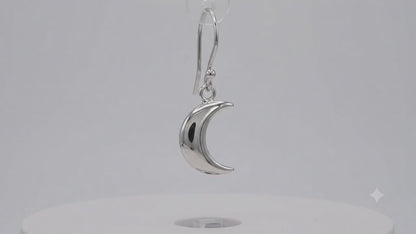 Sterling Silver Mini Smooth Moon Earring with Ring
