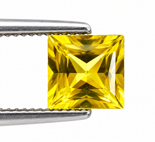 Gul Safir 4 mm Princess-snit 3 stk., 1,46 Karat Ædelsten