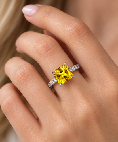 Yellow Sapphire 4mm Princess cut 3 Pcs, 1.46 Carat Precious stone